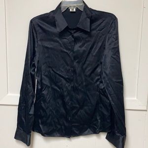 Adec Silk Stretch Black ButtonDown Blouse NeverUsed
